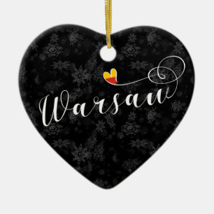 Warschau Flag Heart, Warschau, Polen Keramisch Ornament