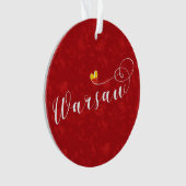 Warschau Flag Heart, Warschau, Polen Ornament (voorkant)