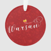 Warschau Flag Heart, Warschau, Polen Ornament (voorkant)