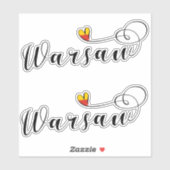 Warschau Flag Heart, Warschau Sticker (Vel)