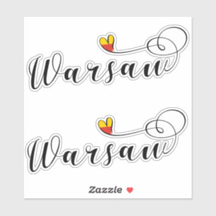 Warschau Flag Heart, Warschau Sticker