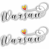 Warschau Flag Heart, Warschau Sticker (Voorkant)