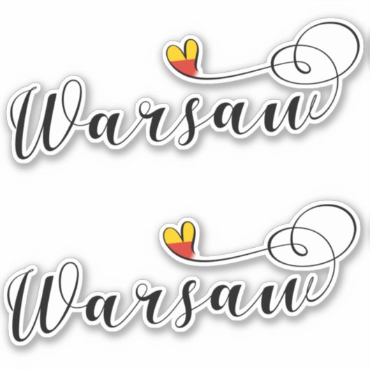 Warschau Flag Heart, Warschau Sticker (Voorkant)