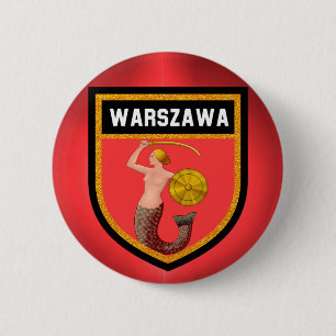Warschau Flag Ronde Button 5,7 Cm