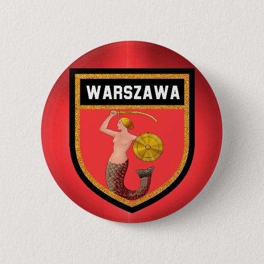 Warschau Flag Ronde Button 5,7 Cm (Voorkant)