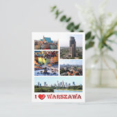 Warschau - I Love - Briefkaart (Staand voorkant)