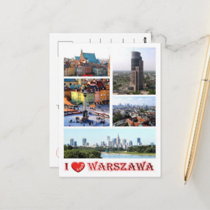 Warschau - I Love - Briefkaart