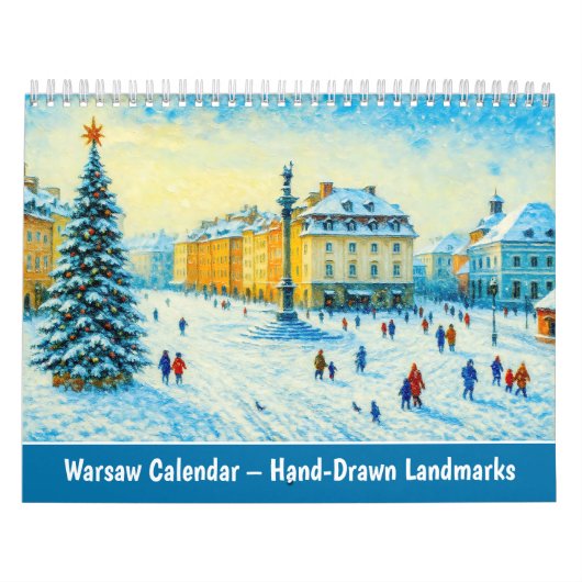 Warschau Kalender – Met de Hand Getekende Landmerk (Hoes)