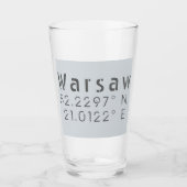 Warschau Latitude Lengtegraad Glas (Voorkant)