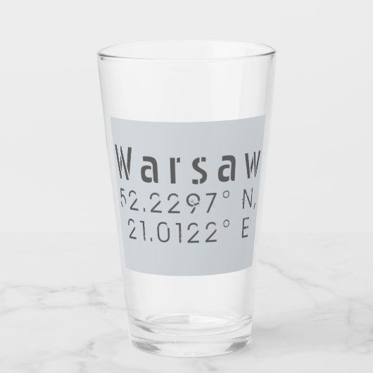 Warschau Latitude Lengtegraad Glas (Voorkant)