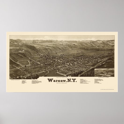 Warschau, NY Panoramic Map - 1885 Poster (Voorkant)