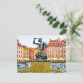 Warschau olieverfschilderij - Oude stad met Syrenk Feestdagenkaart (Staand voorkant)