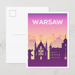 Warschau Polen Art Travel Illustratie Briefkaart