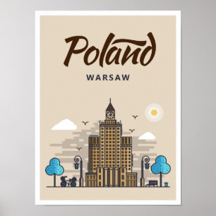 Warschau Polen Art Travel Illustratie Poster