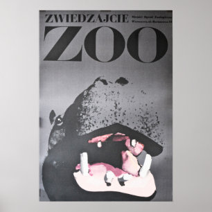 Warschau Polen bezoekt de dierentuin Hippo 1967 Po Poster