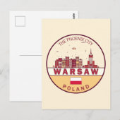 Warschau Polen City Skyline Emblem Briefkaart (Voorkant / Achterkant)