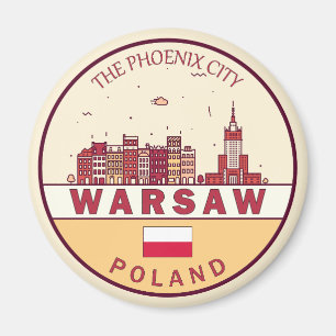 Warschau Polen City Skyline Emblem Magneet