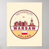 Warschau Polen City Skyline Emblem Poster (Voorkant)
