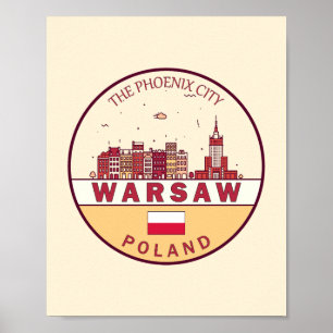 Warschau Polen City Skyline Emblem Poster