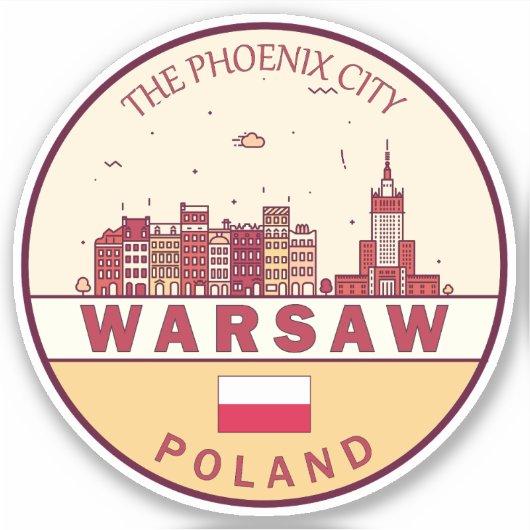 Warschau Polen City Skyline Emblem Sticker (Voorkant)