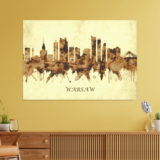 Warschau Polen Cityscape Canvas Afdruk (Insitu (Woonkamer))