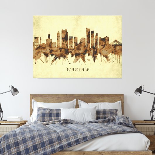 Warschau Polen Cityscape Canvas Afdruk (Insitu (Slaapkamer))