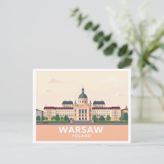 Warschau Polen Het Koninklijk Kasteel Pastel Trave Briefkaart (Staand voorkant)
