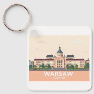 Warschau Polen Het Koninklijk Kasteel Pastel Trave Sleutelhanger