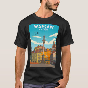 Warschau Polen  Minimal Retro Travel Poster T-shirt
