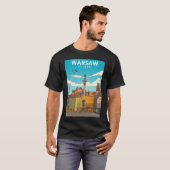 Warschau Polen  Minimal Retro Travel Poster T-shirt (Voorkant volledig)