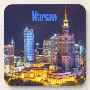 Warschau Polen Night Skyline Warschau Spire Bier Onderzetter