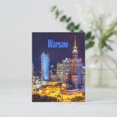 Warschau Polen Night Skyline Warschau Spire Briefkaart (Staand voorkant)