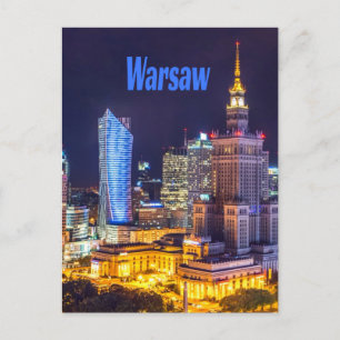 Warschau Polen Night Skyline Warschau Spire Briefkaart