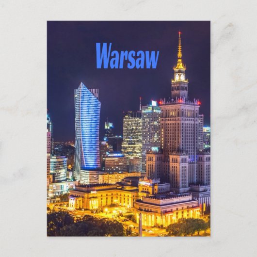 Warschau Polen Night Skyline Warschau Spire Briefkaart (Voorkant)