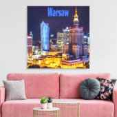 Warschau Polen Night Skyline Warschau Spire Canvas Afdruk (Insitu (Woonkamer))