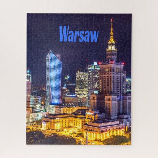 Warschau Polen Night Skyline Warschau Spire Legpuzzel (Verticaal)