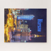 Warschau Polen Night Skyline Warschau Spire Legpuzzel (Horizontaal)