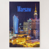 Warschau Polen Night Skyline Warschau Spire Legpuzzel (Verticaal)
