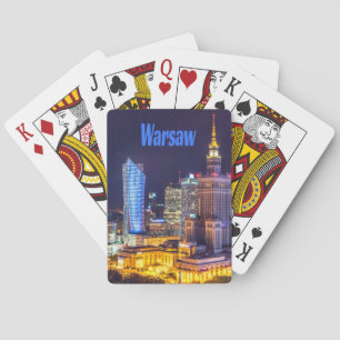 Warschau Polen Night Skyline Warschau Spire Pokerkaarten