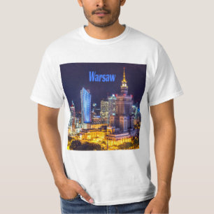 Warschau Polen Night Skyline Warschau Spire T-shirt
