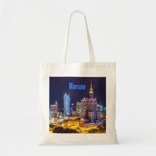 Warschau Polen Night Skyline Warschau Spire Tote Bag