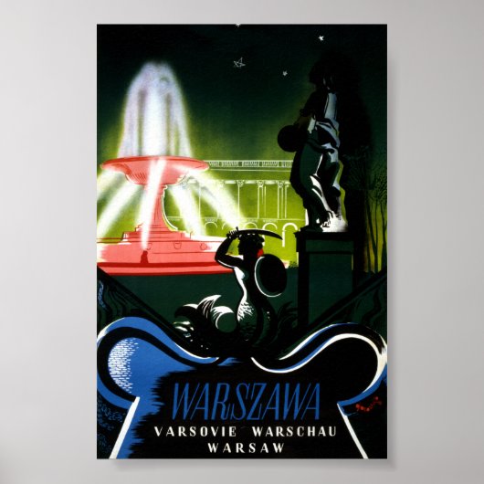 Warschau Polen Oude Reisposter Gerestaureerd Poster (Voorkant)