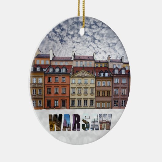 Warschau Polen - Oude stad Reisfoto's Kerstmis Keramisch Ornament (Rechts)