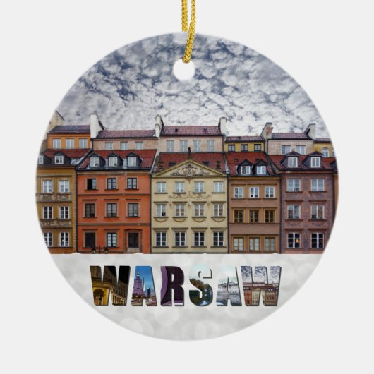 Warschau Polen - Oude stad Reisfoto's Kerstmis Keramisch Ornament (Voorkant)