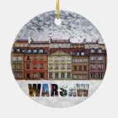 Warschau Polen - Oude stad Reisfoto's Kerstmis Keramisch Ornament (Achterkant)