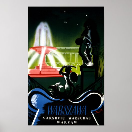 Warschau Polen Poster voor het reizen met reiswieg (Voorkant)