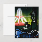 Warschau Polen Poster voor het reizen met reiswieg Briefkaart (Voorkant / Achterkant)
