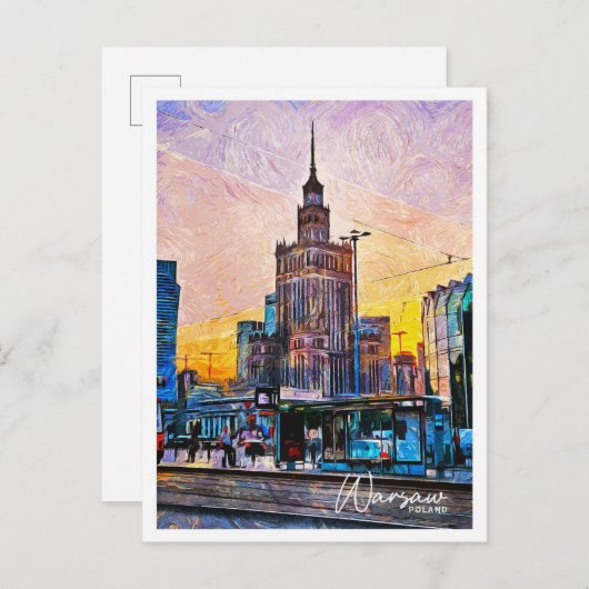 Warschau Polen Prachtig olieverflandschap Briefkaart (Voorkant / Achterkant)