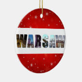 Warschau Polen Reisfoto Rode Snowflake kerst Keramisch Ornament (Rechts)