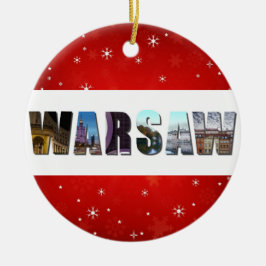 Warschau Polen Reisfoto Rode Snowflake kerst Keramisch Ornament
